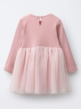 ZARA Toddler Girl Combination Glitter Tulle Dress NWT Sz 6T Nude Pale Pink